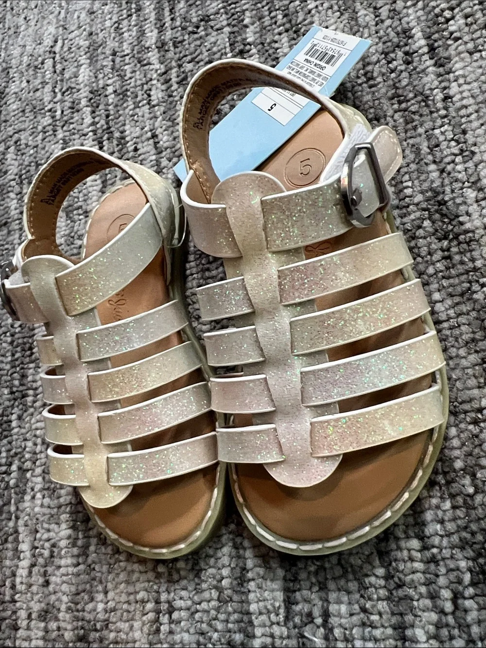 Cat & Jack Sparkle Strappy Sandals - Size 5
